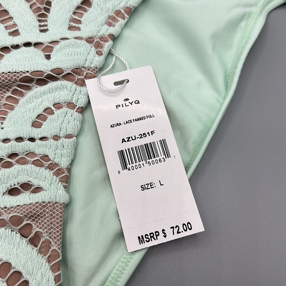 PILYQ NWT Azura Lace Overlay Fanned Full Teeny Bikini Bottoms Size Large - Picture 6 of 9